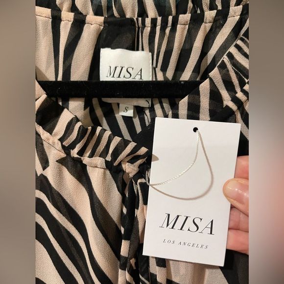 Misa Los Angeles Marisa Dress in Casablanca Black and Pink Shell. NWT $390 MSRP. - Picture 4 of 5